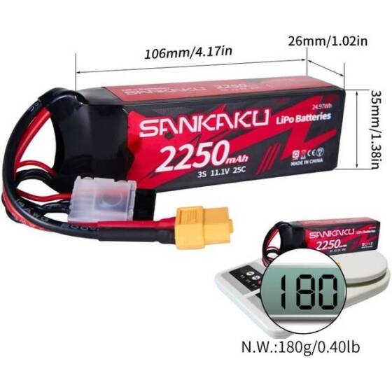 Kırmızı 2600MAH 3 S 11.1 V 25C Yüksek Güç Yüksek Kaliteli Model Uçak LIPO Pil XT60 Dişi - 4