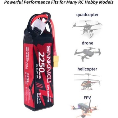 Kırmızı 2600MAH 3 S 11.1 V 25C Yüksek Güç Yüksek Kaliteli Model Uçak LIPO Pil XT60 Dişi - 5