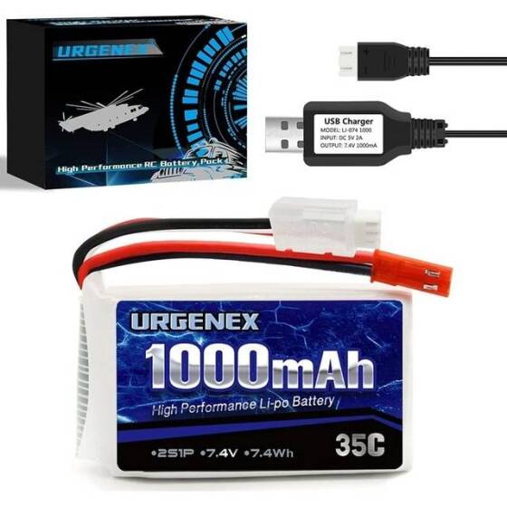 Kırmızı 5200MAH 2 S 7.4 V 35C Yüksek Güç Yüksek Kaliteli Model Uçak LIPO Pil JST Dişi - 1
