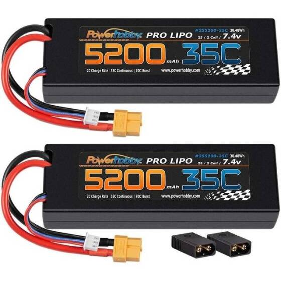 Kırmızı 5200MAH 2 S 7.4 V 35C Yüksek Güç Yüksek Kaliteli Model Uçak LIPO Pil XT60 Dişi - 1
