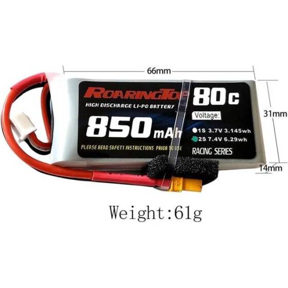 Kırmızı 850MAH 2 S 7.4 V 25C Yüksek Güç Yüksek Kaliteli Model Uçak LIPO Pil XT60 Dişi - 2