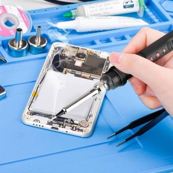 Kırmızı 908U 80W LCD Ayarlanabilir Sıcaklık Havya 110V US Fişli - 5