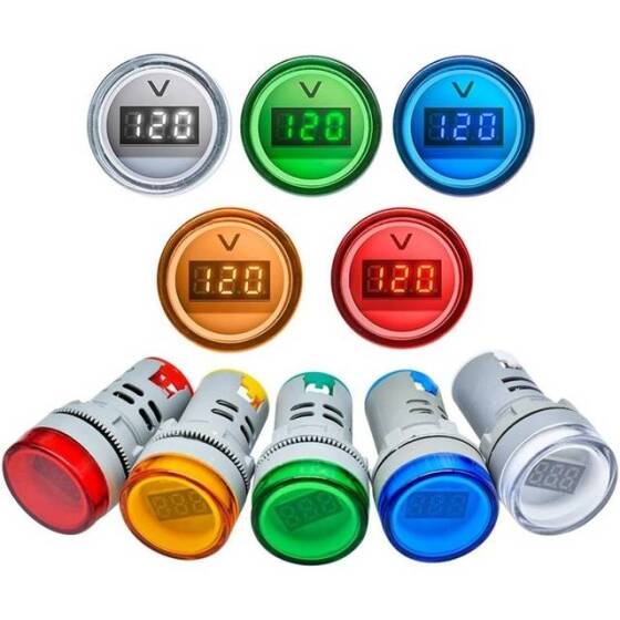 Kırmızı AC60-500V 22mm AD16-22DSV Küçük Displayli LED Voltmetre - 2