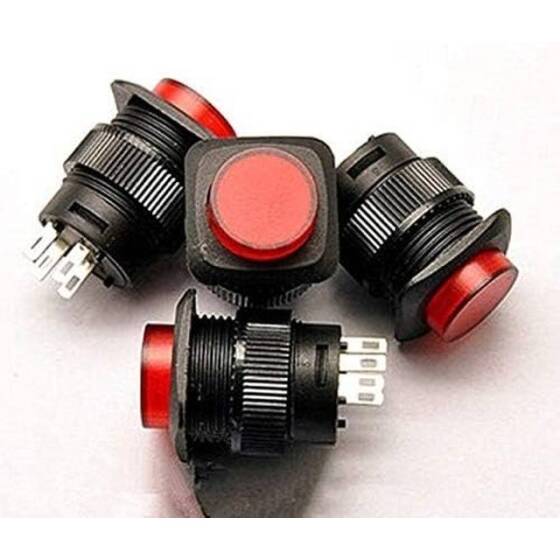 Kırmızı R16-504B 16mm 2 Pin Kendinden Sıfırlamalı Kapalı-Açık Basmalı Düğme Anahtarı Işıksız - 1