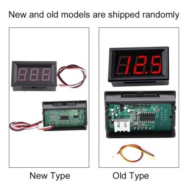 Kırmızı Üç Kablolu 0.56 inç DC 0-100V Dijital Voltmetre - 5