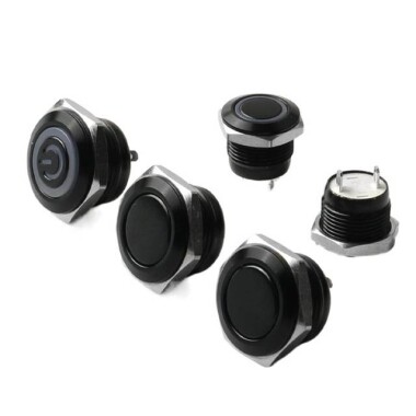 Kısa Çıkık Kafa 16mm Su Geçirmez Anlık Kendinden Sıfırlamalı Metal Push Buton Işıksız - 1