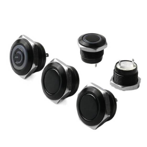 Kısa Çıkık Kafa 16mm Su Geçirmez Anlık Kendinden Sıfırlamalı Metal Push Buton Işıksız - 1