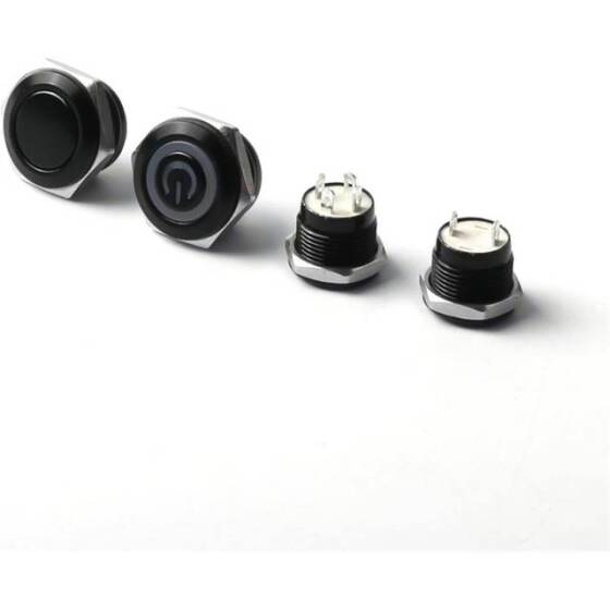 Kısa Düz Kafa 12mm 3-6V Su Geçirmez Anlık Kendinden Sıfırlamalı Metal Push Buton Kırmızı Ledli - 4