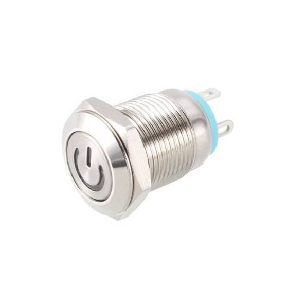 Kısa Düz Kafa 12mm 6-24V Su Geçirmez Anlık Kendinden Sıfırlamalı Metal Push Buton Sarı Ledli - 1
