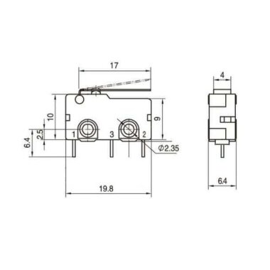 KW4A Micro Switch 3 Pin PCB Tip - 3