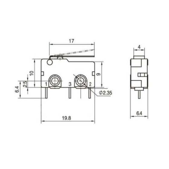 KW4A Micro Switch 3 Pin PCB Tip - 3
