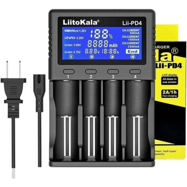 LiitoKala Lii-500 Çok Fonksiyonlu Şarj Cihazı 18650 26650 16340 14500 10440 18500 Usb 5V Çıkış Geniş LCD Ekran Tam Set US Fişli - 1