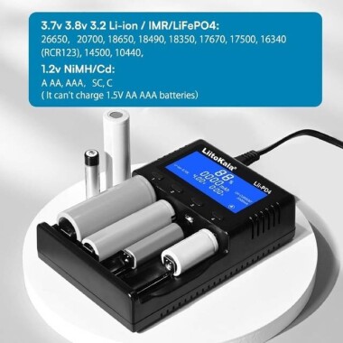 LiitoKala Lii-500 Çok Fonksiyonlu Şarj Cihazı 18650 26650 16340 14500 10440 18500 Usb 5V Çıkış Geniş LCD Ekran Tam Set US Fişli - 2