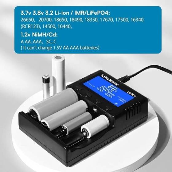 LiitoKala Lii-500 Çok Fonksiyonlu Şarj Cihazı 18650 26650 16340 14500 10440 18500 Usb 5V Çıkış Geniş LCD Ekran Tam Set US Fişli - 2