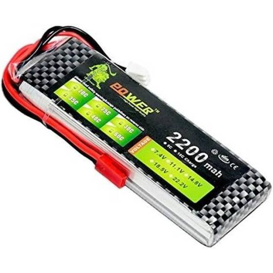 Lion 2200MAH 2S 7.4V 35C Yüksek Güç Yüksek Kaliteli Model Uçak LIPO Pil T Dişi - 1