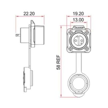 LP-12-J06SX-02-401 6 Pin Su Geçirmez Konnektör - Dişi - 2