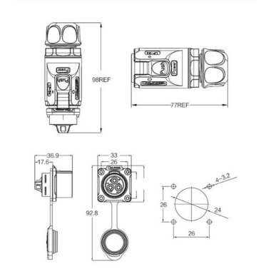 LP-24-J12SX-03-401 12 Pin Su Geçirmez Konnektör - Dişi - 2