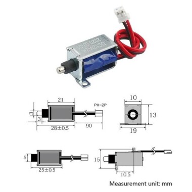 LY-026 12V DC 20N 9mm İtmeli-Çekmeli Elektromanyetik Kilit - 2