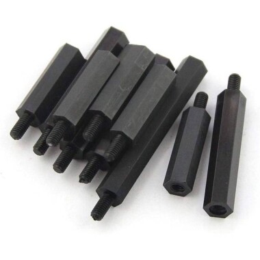 M2-5x25+6mm Siyah Altıgen Naylon Sütun Tek Kafa - 4