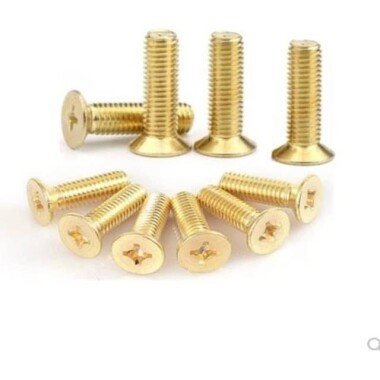 M2.5 10mm Pirinç Çapraz Yassı Başlı Vida - 3