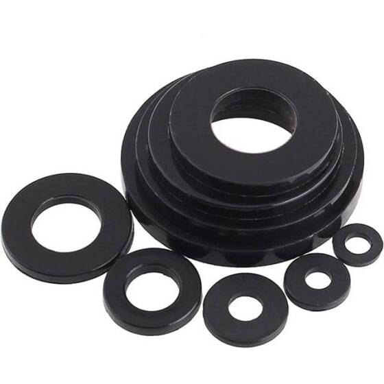 M3x10x1mm Siyah Naylon Düz Pul - 1