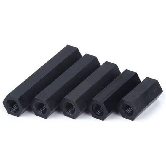 M3x15mm Siyah Naylon Çift Geçişli Altıgen Sütun İzolasyon Sütunu - 5