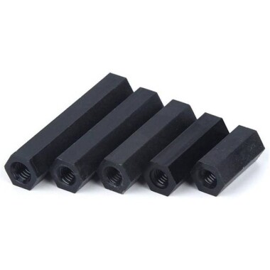 M3x40mm Siyah Naylon Çift Geçişli Altıgen Sütun İzolasyon Sütunu - 5