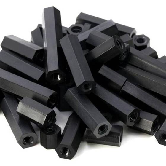 M3x45mm Siyah Naylon Çift Geçişli Altıgen Sütun İzolasyon Sütunu - 3