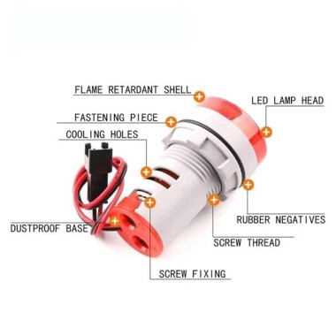 Mavi 0-100A 22mm AD16-22FSA Kare Kapaklı Trafolu LED Ampermetre - 3