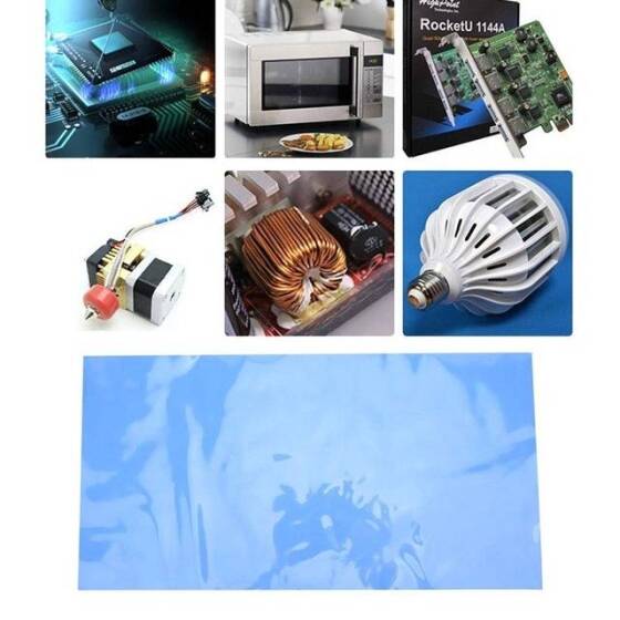 Mavi 3-6W Yüksek İletkenlik Tüm Parça Termal Silika Jel CPU Dizüstü Bilgisayar Led Güç Isı Emicisi Termal Bant Olmadan Boyut:1-0x200x400mm - 5