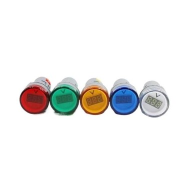 Mavi AC60-500V 22mm AD16-22DSV Küçük Displayli LED Voltmetre - 1