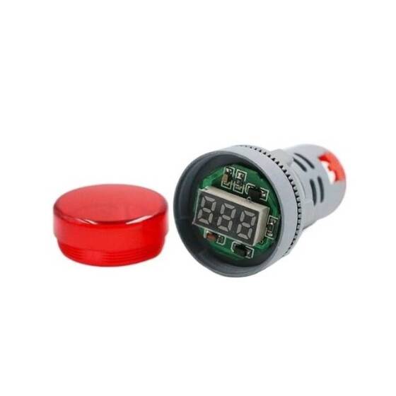 Mavi AC60-500V 22mm AD16-22DSV Küçük Displayli LED Voltmetre - 3
