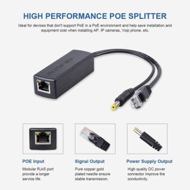 Mirco USB 100M PoE Ayırıcı 48V - 12V 1A 00 - 2
