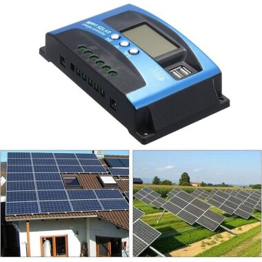 MPPT 100A 12/24V Solar Şarj Regülatörü - Çift USB - LCD Ekran - Otomatik Solar Hücre Şarj Cihazı - Şarjlı Regülatör - 3