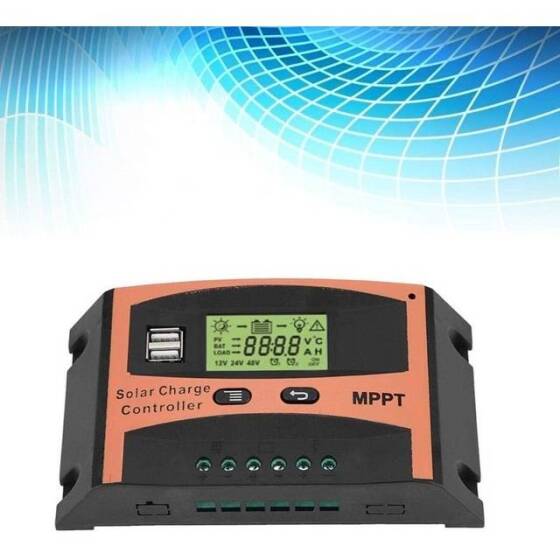 MPPT 40A 12/24V Solar Şarj Regülatörü - Çift USB - LCD Ekran - Otomatik Solar Hücre Şarj Cihazı - Şarjlı Regülatör - 5