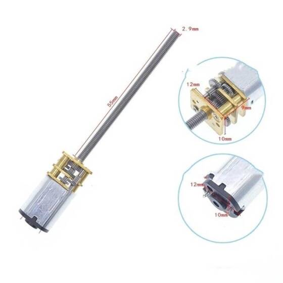 N20-M3 X 55 12V 140RPM Kaba ve Uzun Redüktörlü Motor N20 Vidalı Dişli Motor Minyatür Dişli Motor - 2