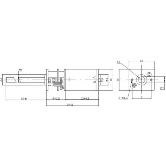N20-M4 X 55 3V 125RPM Kaba ve Uzun Redüktörlü Motor N20 Vida Dişli Motor Minyatür Dişli Motor - 4