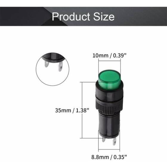 NXD-211 36V Yeşil Küçük LED Sinyal Led - Sinyal Lambası - 2