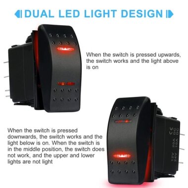 ON-OFF Kırmızı Işıklı Anahtar 5 Pin 12V-24V - 2