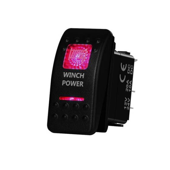 ON-OFF Kırmızı Işıklı Anahtar 5 Pin 12V-24V - Winch Power - 1
