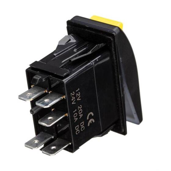 ON-OFF Turuncu Işıklı Anahtar Sarı 5 Pin 12V-24V - Emniyet Kilitli - 3