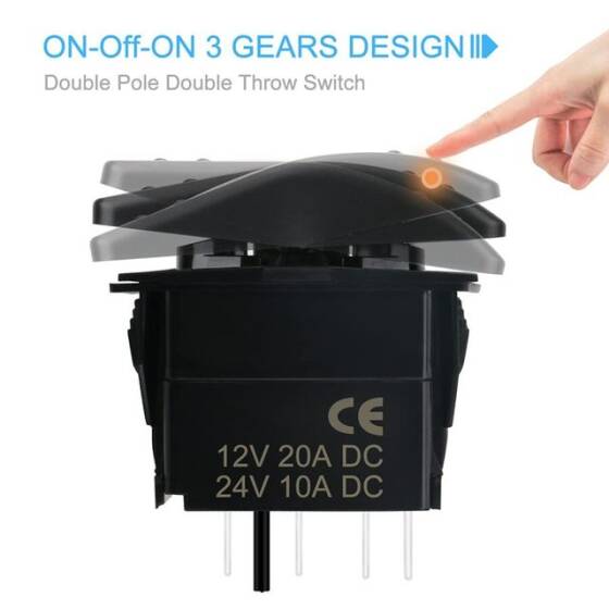 ON-OFF Yeşil Işıklı Anahtar 5 Pin 12V-24V - 3