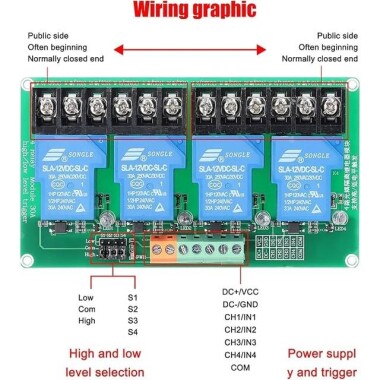 Optocoupler İzolasyonlu 4 Kanallı Röle Modülü 30A 24V Yüksek Ve Düşük Tetikleyiciyi Destekler - 2