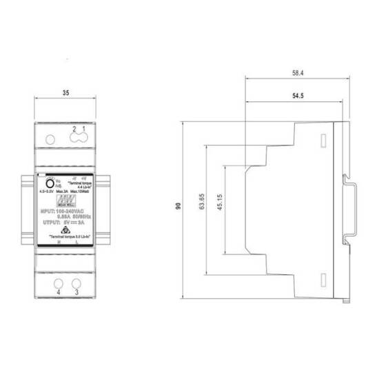 Orijinal Tayvan MEAN WELL HDR-30-24 Ray Tipi Güç Kaynağı - 5