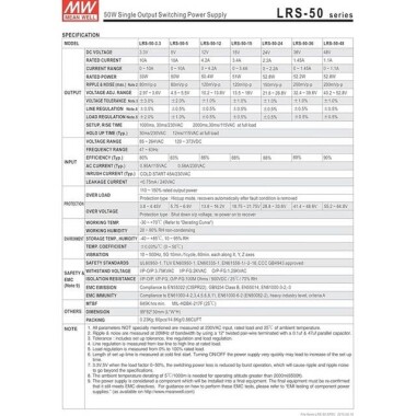 Orijinal Tayvan MEAN WELL LRS-50-15 Güç Kaynağı - 2