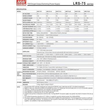 Orijinal Tayvan MEAN WELL LRS-75-15 Güç Kaynağı - 3