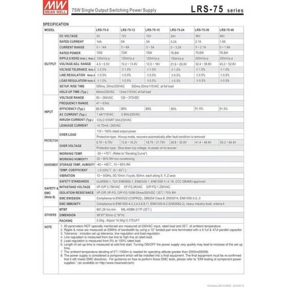 Orijinal Tayvan MEAN WELL LRS-75-15 Güç Kaynağı - 3