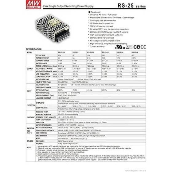 Orijinal Tayvan MEAN WELL RS-25-48 Güç Kaynağı - 5