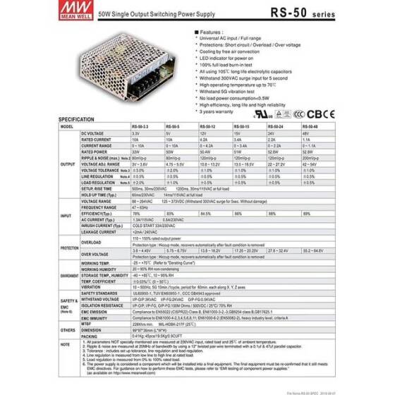 Orijinal Tayvan MEAN WELL RS-50-5 Güç Kaynağı - 3