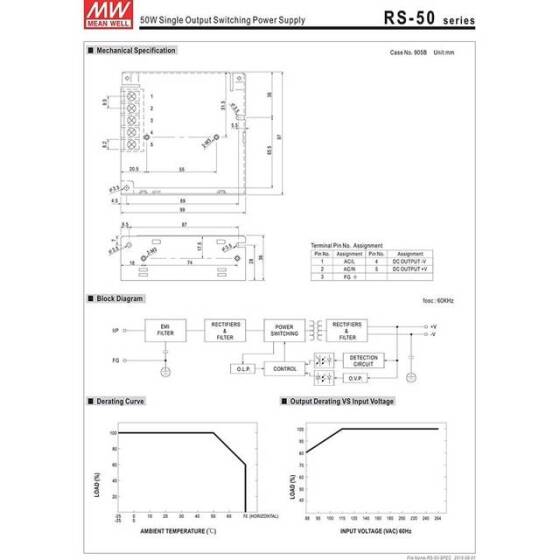 Orijinal Tayvan MEAN WELL RS-50-5 Güç Kaynağı - 4